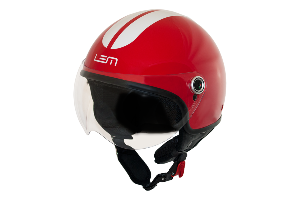 casco jet lem roger rojo y blanco