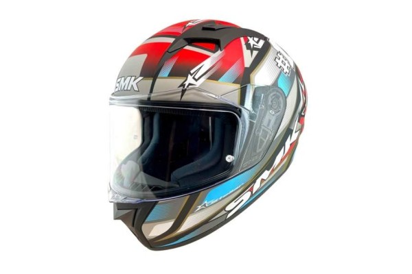 Casco Integral Marca SMK Modelo Stellar UNO Color Rojo Y Gris Mate