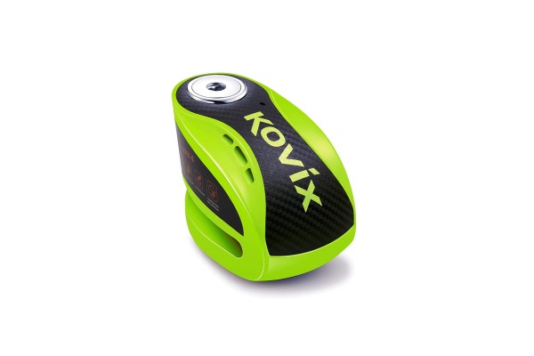 Candado de disco Kovix knx10 verde fluor con alarma 120db seguro de 10mm